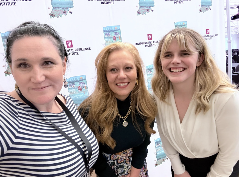 photo of Indiana Conservation Voters, Earth Charter Indiana and McKinney Family Foundation team members at the 2025 ISRC conference in Bloomington, Indiana